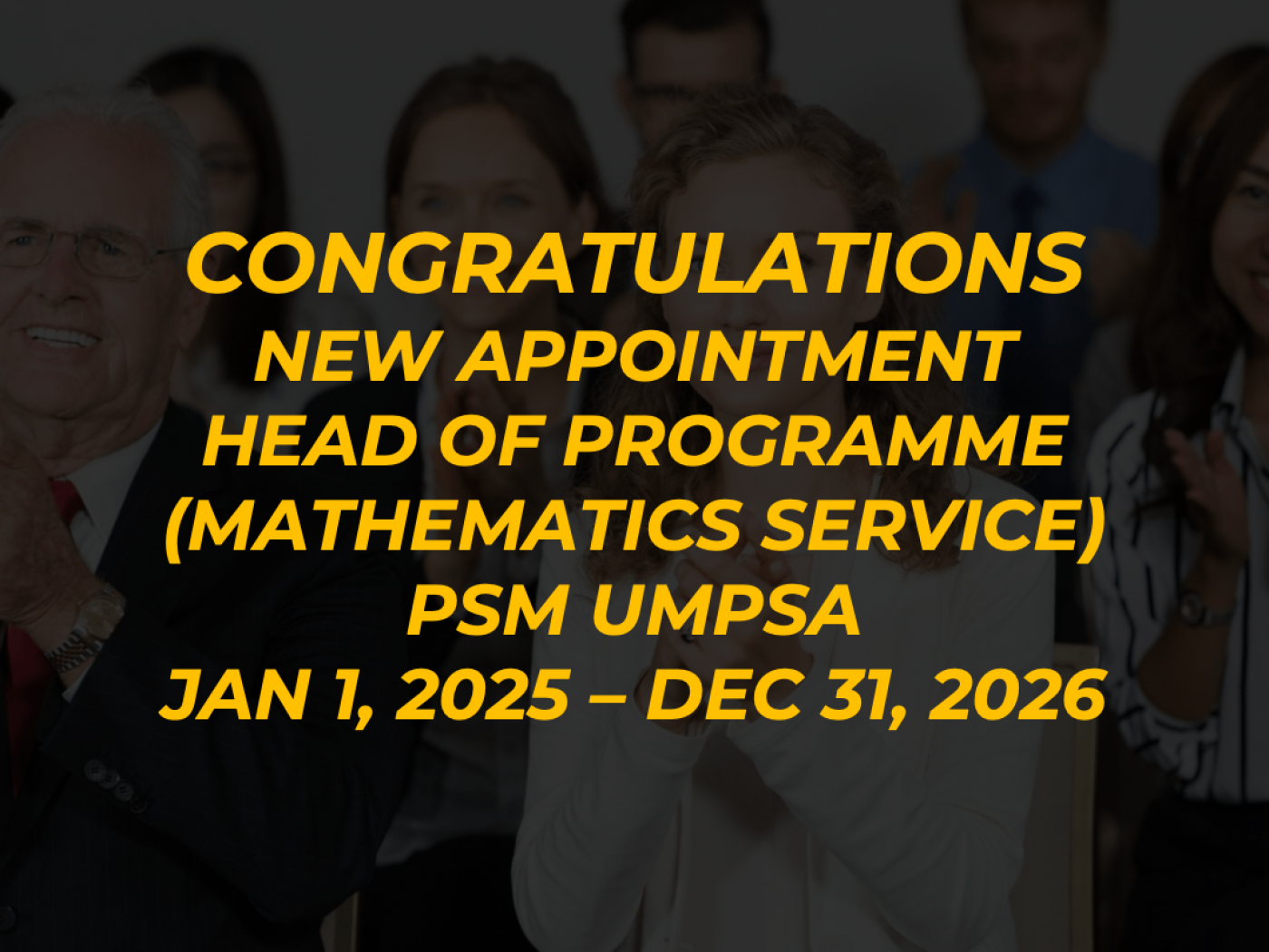 Congratulations Dr. Nadirah Mohd Nasir on the appointment as Head of Programme (Mathematics Service) at Pusat Sains Matematik UMPSA